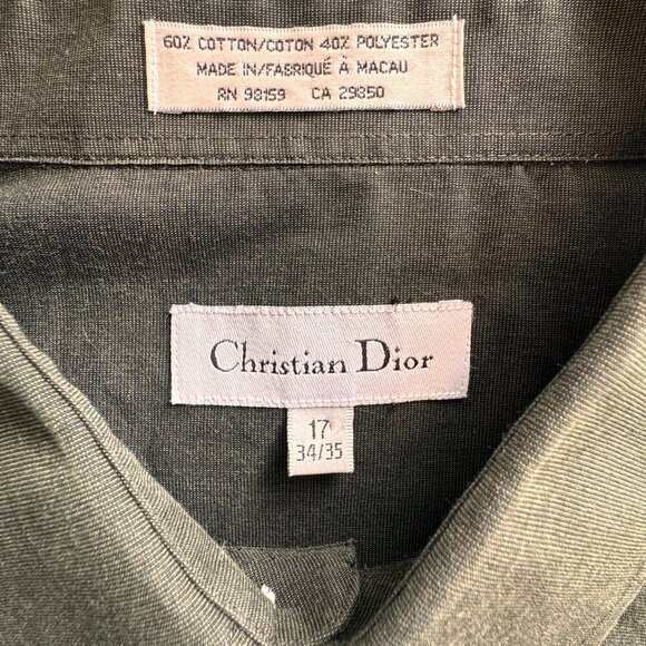 Christian Dior Cotton Blend Long Sleeve Dress Shirt Dark Olive - Picture 1 of 7